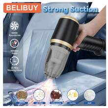 Una aspiradora portátil con dispositivo inalámbrico, pantalla de energía digital y formación reducida de polvo. Está equipado con un motor eléctrico de alto rendimiento (50.000 rpm), un fuerte poder de succión (5 kPa) y un sistema de batería dual laminable (2.000 mAh). Además, ofrece una amplia gama de accesorios, lo que lo hace ideal para usar en la eliminación de partículas de suciedad, pelos de mascotas y para la limpieza de suelas y superficies del suelo. - Negro - Ver 11