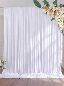 1 件/2 件白色婚礼背景窗帘，白色牛奶丝背景窗帘，白色涤纶摄影背景，适用于婚礼派对仪式舞台装饰、新娘派对、周年派对舞台装饰、淋浴生日派对家庭房间照片背景装饰白色缎面派对窗帘背景装饰、圣诞新年摄影道具