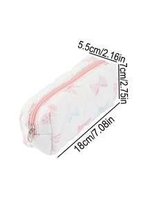 1pc Bow Pencil Case, Creative Floral And Bow Pattern Design, Beautiful Pencil Case - Suitable For Study Stationery Storage And Desktop Organization Decoration, Daily Portable Storage Bag, Beautiful Gift For Friends,Back To School,School Supplies,Pencil Pouch,School Bag - Multicolor - View 2