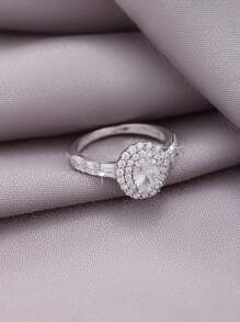 1pc Classic Elegant Round Cubic Zirconia Ring, Versatile For Women Wedding, Engagement, Valentine's Day Proposal
