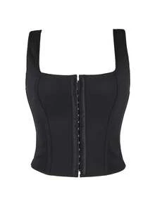 Áo corset cổ vuông màu đen kiểu vintage XS Y2K, họa tiết đầu lâu, phong cách nhạc rock, gothic, thích hợp cho Halloween và mùa hè. - màu đen - Xem 9
