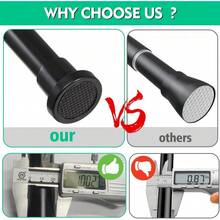 1 pieza Barra de cortina de tensión de 10 pulgadas, barra de cortina de ducha negra, barra de tensión ajustable sin taladro para baño, armario, caravana, sala de estar, dormitorio, apta para cortinas, armario, barra de ducha de alta resistencia, decoración de habitación, accesorios de baño, decoración de baño de vuelta al colegio