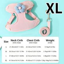 Pet Chest Harness With Leash,Small Dog Harness Vest & Leash Set For Teddy, Bichon, Pomeranian, With Chest And Back Strap,Cute Small Dog Collar Harness & Leash Set, Adjustable Dog Collars And Leashes , Ideal For Puppy Walking