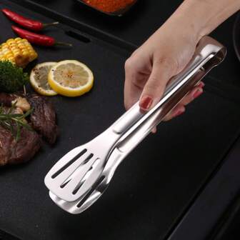 1 pieza Pinza de acero inoxidable para barbacoa y alimentos, pinza para bistec y pan, herramienta para barbacoa, pinzas para exteriores