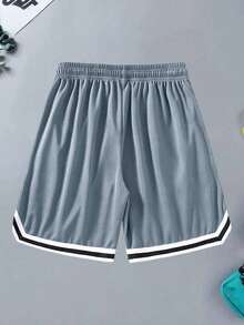 Men's Elastic Waist Drawstring Sports Basketball Shorts, Breathable Mesh Quick-Dry Knee Length Shorts For Summer - Dark Grey - View 3