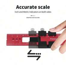 Woodworking Ruler,Pocket Rules,With Slide Stops Carpenty Square Aluminium T-Ruler,T Track Benchmark Ruler Inch And Metric,T-Type Scribing Ruler T Track Ruler Marking Measuring Ruler With Slide Stops