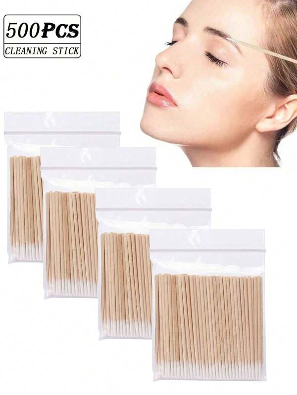 500pcs Ultra Fine Disposable Cleaning Swabs, Multi-Functional Beauty Cleaning Tools, For Quickly Fixing Makeup Mistakes, Nail Polish Removal, Cleaning Ear Wax, Charging Ports And Other Crevices, Suitable For Travel, Home, Personal Use (Available In 500/400/300/200/100/10pcs)