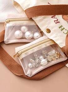 12 Stück Schmuckorganizer Set, Schmuck Reise Tasche/Etui/Beutel, geeignet für Frauen zum Aufbewahren von Halsketten, Armbändern, Ringen, Ohrringen, mit Reißverschluss verschlossen, kompakt & tragbar, schützt Schmuck vor Oxidation und Kratzer, Multifunktions-Aufbewahrung für Münzen, Schlüssel