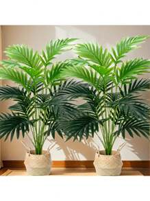 1/2pcs Artificial Palm Plants Leaves Tropical Greenery Bush Faux Fake Palm Tree Leaf For Home Kitchen Office Living Room Party Arrangement Wedding Garden Decor Birthday Gift Graduation Decor