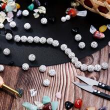 10/20/30/50/100 pièces Perle de strass plat en verre blanc de 10 mm, boule à facettes Disco, convient pour la fabrication de bijoux, bracelets DIY, colliers, boucles d'oreilles et travaux d'artisanat