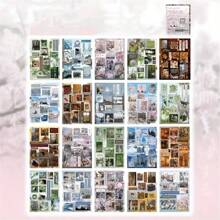 20pcs Retro Japanese Style Die Cut Sticker Pack - Limited Edition, Reusable Self-Adhesive Plastic Strips, Flowers, City & Nature Patterns, Suitable For Scrapbooks, Planners, DIY Crafts - Mixed Colors, Asymmetrical Shapes, Essential For Scrapbooking | Nostalgic Decor, Vinyl Stickers School Supplies,Back To School