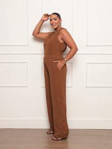 Duna Women's Plus Size Long Elegant Social Jumpsuit - Rỉ Nâu - Xem 2