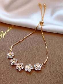 1 件时尚花瓣设计女士手链，简约女友礼物，独特个性化手链