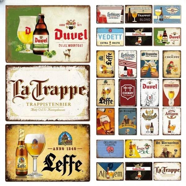 1/24pcs,Beer Brand Plaque Tin Sign Metal Sign Decorative Plaque Wall Decor Pub Kitchen Bar Man Cave Club Decoration