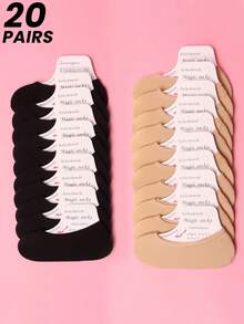 1/5/10/20 Pairs Women Invisible Liner Socks With Non-Slip Silicone, Thin Velvet Low-Cut Ankle Socks For Loafers & Flats, Spring/Summer/Autumn - Multicolor - View 1