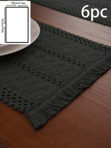 American Farmhouse Style Woven Green Placemats, Kitchen Dining Table Decor Mats, Family Gathering Table Decoration Rectangular Placemats - Black - View 7