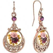 1928 Jewelry Drop & Dangle Earrings (1 Pair) - 1928 Jewelry Rose Purple Crystal Flower Drop Earrings - View 1