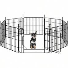 20" Tall Foldable Dog Playpen Panels With Door 8 Panels Black