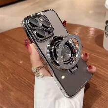 Magnetic 1pc Plating Flash Ring Holder Phone Case For Compatible With IPhone 16 16 Pro Max 16 Plus 16Pro 15 15 Plus 15Pro 15Pro Max 14 13 12 11