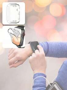 2 Pcs/Set Transparent TPU Ultra-Thin Whole Body Protective Case Suitable Compatible With Apple Watch Series 7 38mm/40mm/41mm/42mm/44mm/45mm