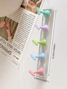 1 Set Base rectangular transparente sólida de acrílico + 5 puntas de uñas de color macarrón, Suministros de decoración de uñas, Soporte de exhibición de práctica, Accesorios de fotografía