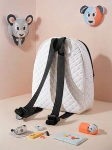 1pc Customizable Cute Sheep Pattern Argyle Backpack, Can Be Customized According To Your Unique Design, Suitable For Children And Teenagers, Print Your Own Name Or Your Sister And Classmate's Name As A Gift