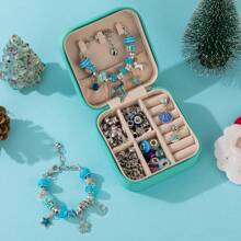 1 pièce Coffret de bijoux en perles bleu DIY, boîte cadeau de bracelet créatif, accessoires de bijoux, cadeau d'anniversaire pour les filles