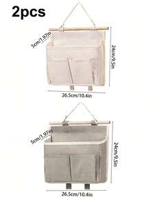 1pc/2pcs白色灰色多功能收纳袋可挂墙收纳袋布艺宿舍挂袋床头收纳袋挂袋宿舍床上学生挂袋