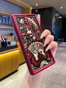 1 buah Casing Pelindung Kamera Kaca Tempered Motif Ratu Kartu Warna Maroon Kompatibel dengan Apple 16/16E, Kompatibel dengan Redmi, Kompatibel dengan Infinix, Kompatibel dengan Vivo, Versi Internasional, Bukan Versi Domestik - Burgundy - View 2