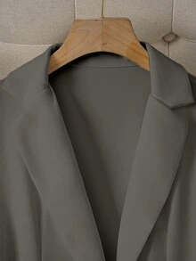 女士夏季纯色翻领长袖单扣休闲通勤西装薄款夹克