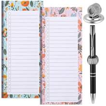 2pcs Magnetic Shopping List Pad And 1pc Magnetic Pen Holder With 100 Tear-Off Sheets, Magnetic Grocery List Memo Pad For Refrigerator With Magnetic Pen Clip