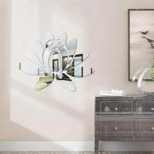 1 Set, 3D Acrylic Mirror Lotus Flower Wall Stickers, Self-Adhesive Removable, Suitable For Home Living Room, Dining Room, Bedroom, Office, Hallway, Bathroom Background Mural - No Power Or Battery Required, High Definition Reflective Finish, Easy To Install And Remove, Wall-Mounted Bathroom Mirror, 13.7 X 9.8 Inches, Silver/Gold/Black Wall Decor Room Decor Personalised Stickers