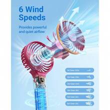 Handheld Fan, Portable Fan, 5000mAh Rechargeable Battery, 6 Speed Wind, LED Display, Personal Mini Travel Fan With Backup Power, Hand Held Fan USB Foldable Electric Fan For Women Girl - Rose Red - View 3