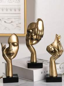 1 Stück nordischer Stil abstraktes menschliches Gesichtsmaske Skulptur, Harzornament Kunsthandwerk geeignet als Fotorequisite, Kunstdekoration, Café, Innen-/Außendekoration, Büroeingang