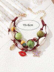 1pc Handmade Braided Bead Double-Layer Bracelet, Fashionable & Elegant Style, Thoughtful Mother's Day Gift Jewelry