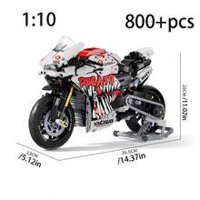 1:5 比例摩托车积木,MOC Platinum 摩托车建筑积木,组装模型玩具,装饰,摩托车爱好者配件,适合作为生日、圣诞节、万圣节、感恩节、新年、派对礼物 - 彩色 - 查看 15