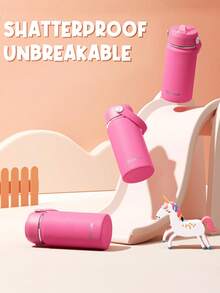 Kids Water Bottle With Straw Lid | 14oz Stainless Steel Cup Insulated Tumbler For Boys Girls - Double Wall Vacuum Leak Proof Travel Cup For School Sports