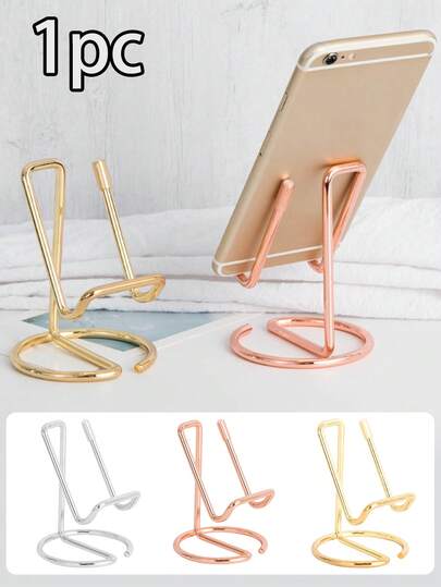 1pc Desktop Stand Iron Wire Metal Phone Holder, Simple Tabletop Reading Display Stand, Business Card Rack