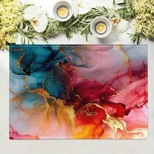 1/4/6/8/12 件亚麻餐桌垫，可水洗印花餐垫，表面保护垫，室内外餐桌垫，适用于节日派对、厨房餐桌装饰 - 彩色 - 查看 13