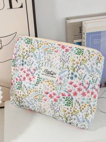 1 Peça/Conjunto Nécessaire de Maquiagem com Flores Frescas, Estilo com Zíper Acolchoado com Estampa Floral Rosa e Planta Verde, Grande Abertura, Portátil para Viagem. Necessaire de Maquiagem Pequena para Carregar na Mão. Nécessaire para Lavar no Banheiro, Bolsa de Armazenamento de Joias, Bolsa de Armazenamento de Produtos de Beleza, Bolsa de Armazenamento de Pincéis