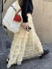 Casual A-Line Long Skirt Dress, New Design With Draping Effect