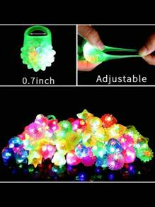 10-Pack LED Jelly Light-Up Rings - Flashing Bumpy Rings, Neon Glow Party Favors For Teens And Adults, Synthetic Rubber Rave Accessories, Stretchy And Soft