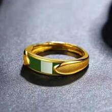 1 anel sofisticado ajustável banhado a ouro 18K, estilo europeu e americano, adequado para homens e mulheres, casamento, casal, encontro, festa