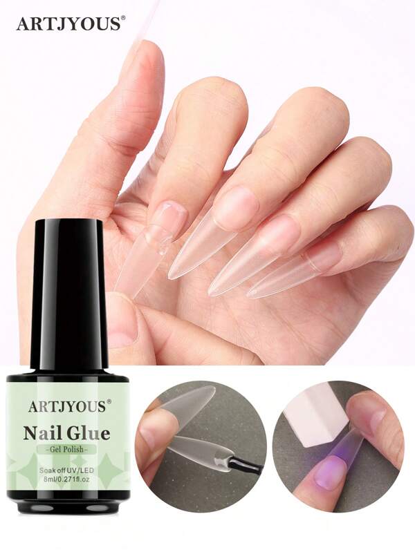 8ml Nail Tip Adhesive Strong Bonding Long-Lasting Adhesion Secures Nail Tips Firmly Suitable For Nail Art Designs Multi-Purpose Adhesive Ensures Durability Of Manicure UV/LED Gel Formula Salon Quality Easy-To-Use Brush-On Applicator Compact Bottle Suitable For DIY Nail Art Nail Art Enthusiasts Beginners In Nail Art