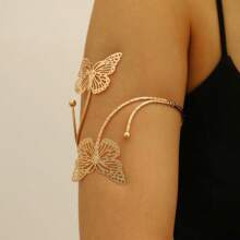 [Accesorio de brazo elegante para mujer] Brazalete de brazalete con forma de estrella de mar, mariposa y flores, brazalete abierto con forma de estrella de mar para vacaciones en la playa, brazalete de aleación de moda estilo Ins, joyería personalizada y exagerada de brazalete creativo adecuado para mujeres, vacaciones en la playa