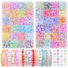360pcs/480pcs Two-Color Gradient Crystal Imitation Jade Glass Round Beads Beaded Bracelet Making Kit For DIY Bracelets, Necklaces, Earrings, Crafts Beading Kits, Suitable For Beginners (Random Colors)