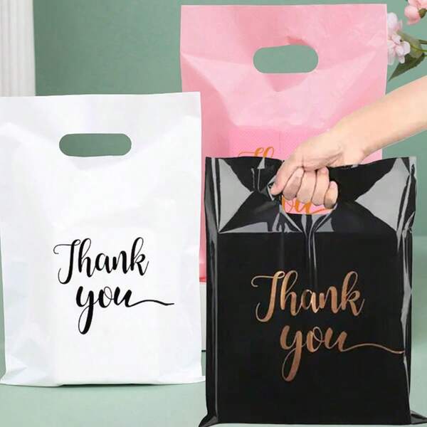 50pcs Thank You Gift Bags, Wedding Birthday Holiday Graduation Party Gift Packaging Bags, Reusable Shopping Bags For Jewelry Cosmetics