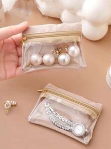 12 Stück Schmuckorganizer Set, Schmuck Reise Tasche/Etui/Beutel, geeignet für Frauen zum Aufbewahren von Halsketten, Armbändern, Ringen, Ohrringen, mit Reißverschluss verschlossen, kompakt & tragbar, schützt Schmuck vor Oxidation und Kratzer, Multifunktions-Aufbewahrung für Münzen, Schlüssel