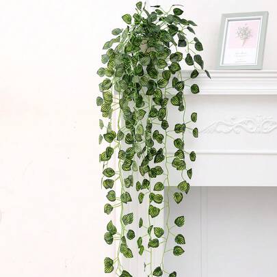 4 chiếc lá dưa hấu nhân tạo, lá khoai lang và lá begonia, dây leo trang trí, cây treo nhân tạo, cây giả, cây trang trí trong nhà cho mùa xuân, dây thường xuân nhân tạo. Thích hợp cho trang trí ngoài trời.