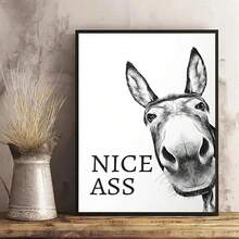 HALFLEMART 1 szt. Vintage Art Canvas Poster, zabawny obraz Animal Donkey na płótnie, plakat ścienny, obraz ścienny do łazienki, toaleta, dekoracja ścienna domu, opcjonalna rama, dekoracja na Halloween
